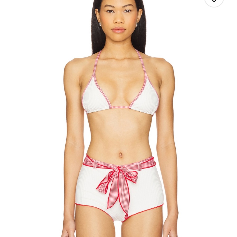 Frankie's Bikinis White and Red Bikini Set